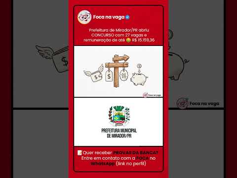 CONCURSO PÚBLICO DA PREFEITURA DE MIRADOR/PR: EDITAL PUBLICADO NO NOROESTE PARANAENSE!
