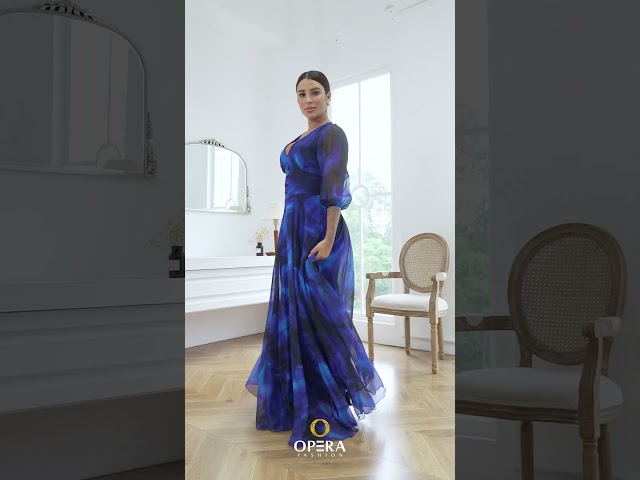 فستان طويل شيفون كحلي