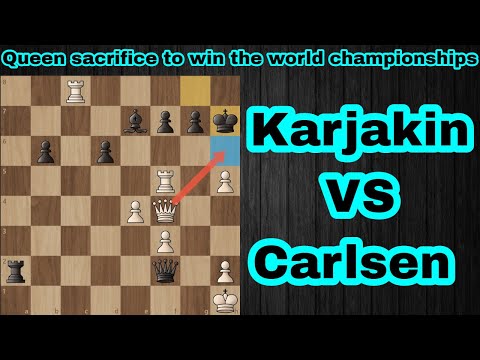 Magnus Carlsen vs Sergey Karjakin - Queen sacrifice to win the championship