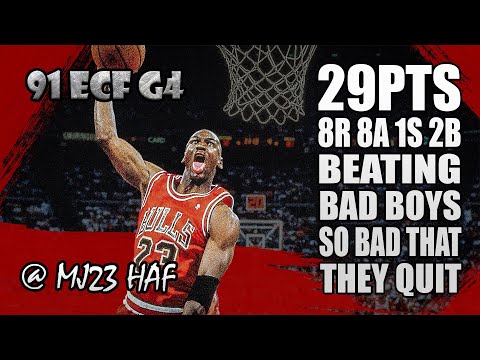 Michael Jordan Highlights vs Pistons (1991 ECF Game 4) - 29pts, BEATING BAD BOYS so Bad THEY QUIT!