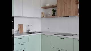 Современная угловая мятная кухня Проект 101 фото 6