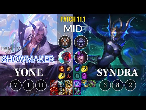 DWG Showmaker Yone vs Syndra Mid - KR Patch 11.1