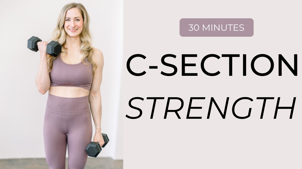 C-Section Postpartum Full Body Strength Workout - with dumbbells - no repeats!