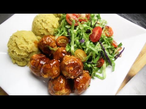 Teriyaki Chickpeas Bean Balls W/ Spiced Mashed Sweet Potato | Easy To Make