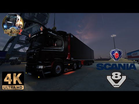 ETS2 4K | SCANIA R520 V8 + SCS Schmitz Trailer DLC | DC16 V8 Sound Mod | Hamburg - Dresden