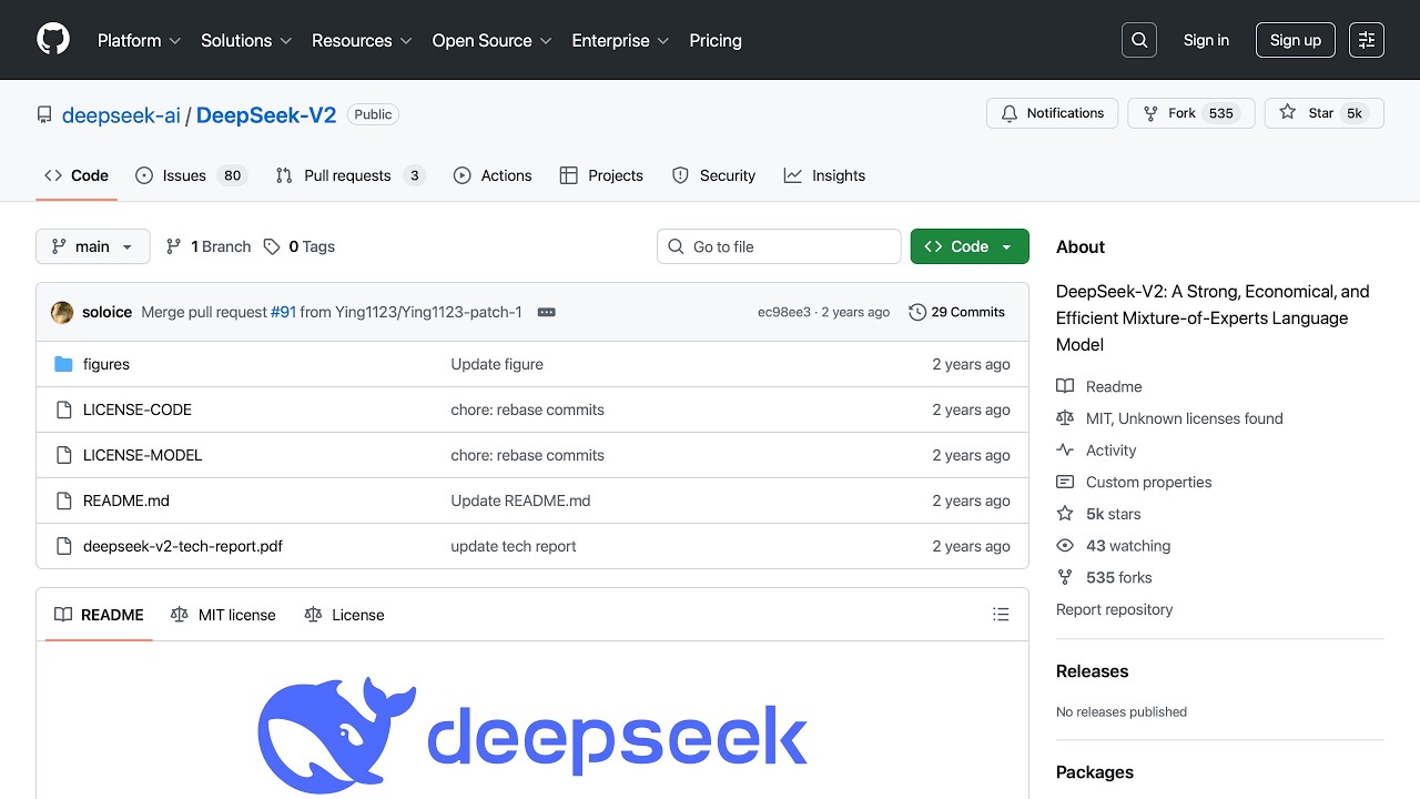 GitHub - deepseek-ai/DeepSeek-V2: DeepSeek-V2: A Strong, Economical... a Github.com a 2026