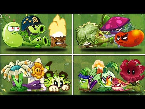 04 Team Plant (Mega Gatling Pea Vs  Bamboo Vs Tiger Vs Pokra) - Who Will Win? - Pvz2 04 Team Plant