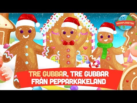 Tre Pepparkaksgubbar (med text) - Julmusik för barn