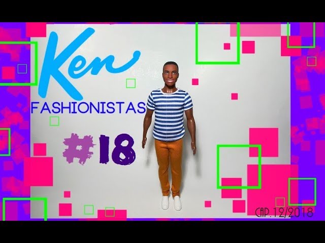 Vídeo relacionado con Barbie Fashionistas Ken Muñeco n. 241 rubio con un polo de rayas rojas y blancas, pantalones cortos rosas, calcetines blancos y zapatillas deportivas, HYV01