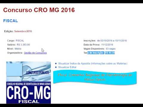 Concurso, Edital e Apostila Fiscal CRO MG
