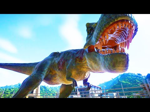 T Rex vs Spinosaurus Breakout & Fight - Jurassic World Evolution Dinosaurs Fighting
