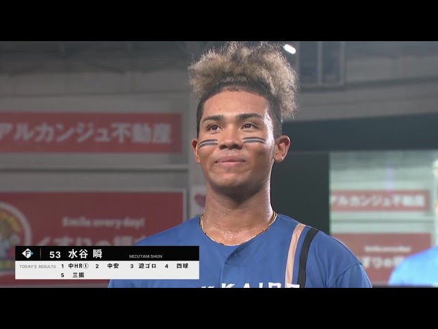 ファイターズ・水谷瞬選手ヒーローインタビュー 8月20日 千葉ロッテマリーンズ 対 北海道日本ハムファイターズ