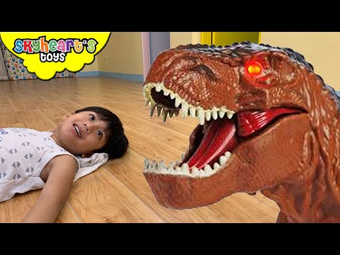 Mighty Megasaur trex vs. Surprise Eggs - Skyheart Dinosaur toys for kids roar electronic