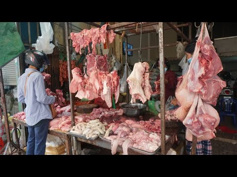 Morning Food Market Scene at Phsa Touch - Walking Tour Around Tuol Sangke Market in The Morning