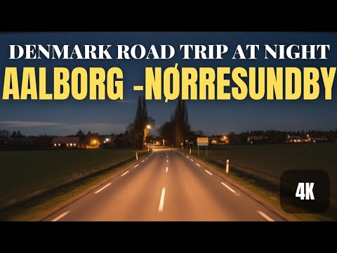 Denmark Road Trip at Night in 4K | Aalborg, Nørresundby & Danish Countryside Drive