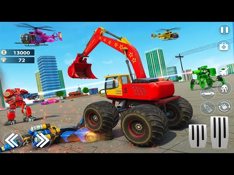 Monster Crane Robot Car – Excavator Robot Transform Game Simulator