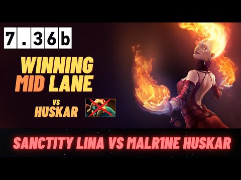 SANCTITY LINA vs MALR1NE HUSKAR MID LANE BATTLE | 7.36b