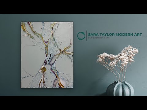 “Grey Space” Cloud-over puddle pour, interesting colors and lacing! PLUS a cloud over tutorial!