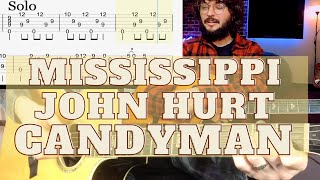 Mississippi John Hurt Guitar Lesson - Candyman - Blues Guitar Fingerpicking Lesson with Tabs