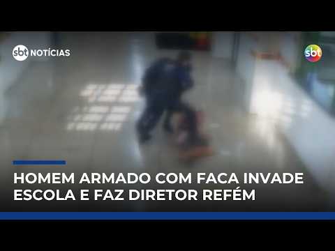 Homem invade escola com faca, faz diretor refém e acaba preso em Goiás | #SBTNotícias