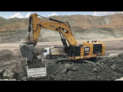 Caterpillar 6015B Excavator Loading Mercedes & MAN Trucks - Sotiriadis Mining Works