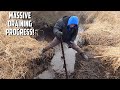 UNCLOGGING DITCH FROM 4 BEAVER DAMS DRAINING THE SWAMP PT 7