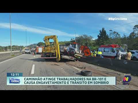 Acidentes em sequência com caminhões travam a BR-101 em Sombrio