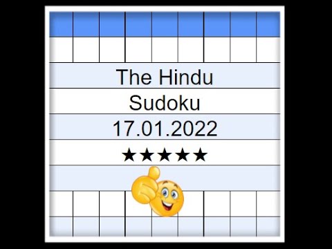 🔊🔴How to Solve The Hindu Sudoku 5 Star | Step by Step Solution | 17.01.2022| Difficulty Level  ★★★★★