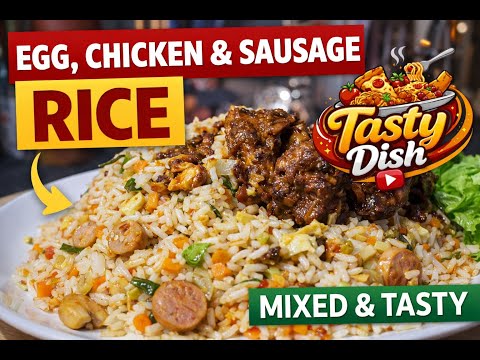 🍚Egg, Chicken & Sausage & Vegetable Rice | Tasty Dish #ricerecipe #chickenrice