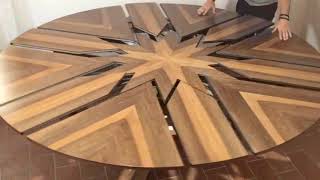 Expanding round table in walnut