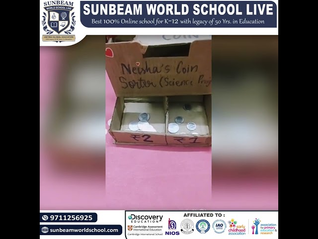 Grade 9 Nishi displayed extraordinary innovation, crafting a remarkable coin sorter for project.🌐