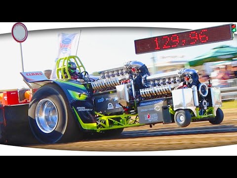 𝗚𝗥𝗘𝗘𝗡 𝗠𝗢𝗡𝗦𝗧𝗘𝗥 𝗜𝗩 pulls 130 m in the final: Up to the wall in the pull-off ► Tractor Pulling - Son...