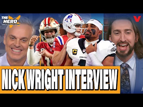 Colin Cowherd & Nick Wright DEBATE NFL playoff predictions, Mike Vrabel, Eagles, 49ers | THE HERD