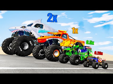 Big vs Medium vs Small Monster Trucks - Beamng drive