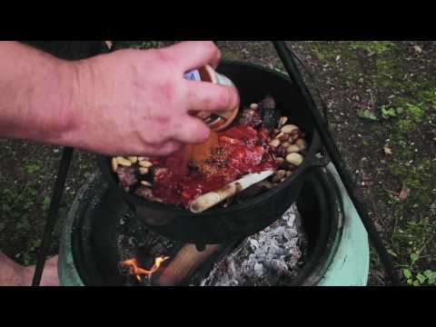 BBQ Beans cooked in a Dutch Oven