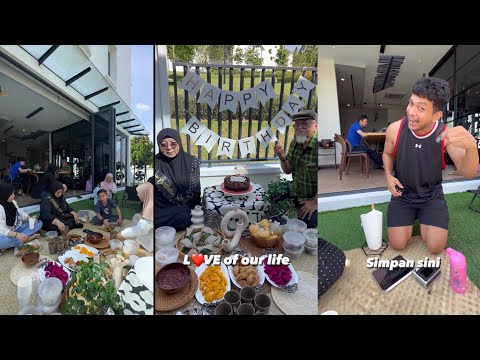 Shukri Yahaya sambut hari jadi ibu di halaman rumah,bestnya santai2 duduk tikar bersama keluarga 😍