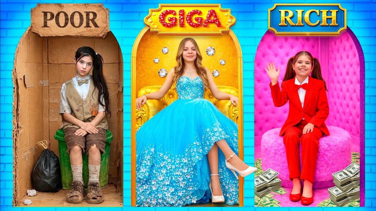 Rich vs Poor vs Giga  PRINCESS + MORE adventures for kids