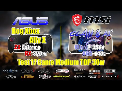 MSI Claw 8 Ai & Asus Rog Xbox Ally X Test 17 Game Low Setting 30W