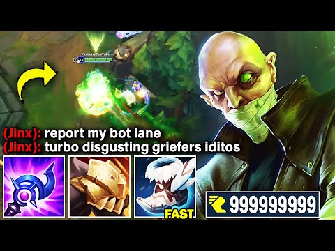 SINGED, BUT I MOVE SO FAST IT LOOKS LIKE I'M HACKING!! TURBO SINGED BUILD please report our bot lane