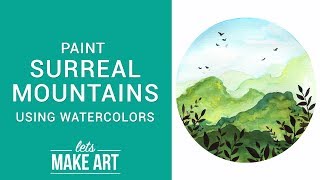 preview picture of video 'Surreal Mountains Watercolor Paint Tutorial'
