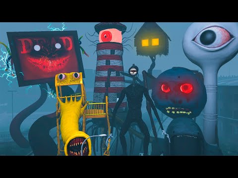 CREATURES IN THE CITY! (MEGAMIX) | MR.COMP, HOUSE HEAD, SIREN HEAD, GIANT MOON