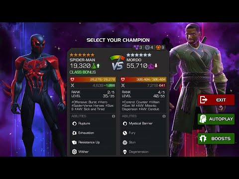 Unawakened Rank 2 Spider-Man 2099 Easily Solos 6.2.5 Mordo Boss | Marvel Contest of Champions
