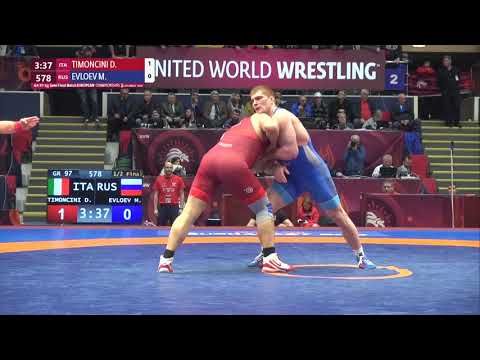 1/2 GR - 97 kg: D. TIMONCINI (ITA) v. M. EVLOEV (RUS)