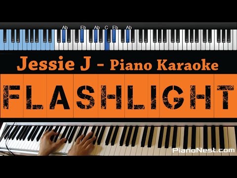Jessie J - Flashlight - LOWER Key (Piano Karaoke / Sing Along / Cover with Lyrics) - Pitch Perfect 2