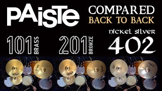 Video thumbnail for Paiste 101 vs 201 vs 402 Cymbal Sets compared back to back. Brass / Bronze / Nickel Silver 14" 16 20 by SIC MIC