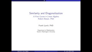 EWU Math 231: Eigenvalues - Similarity and Diagonalization