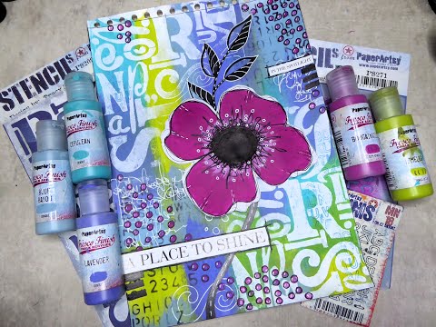 Creating a layered art journal page using PaperArtsy products.