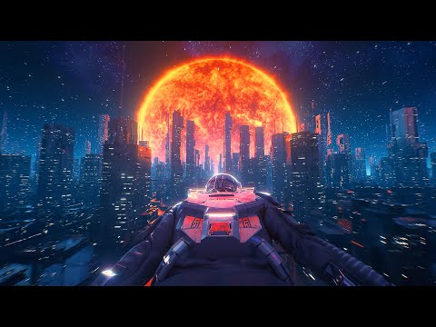 Cyberpunk City Flying - 12 Hours - 4K Ultra HD