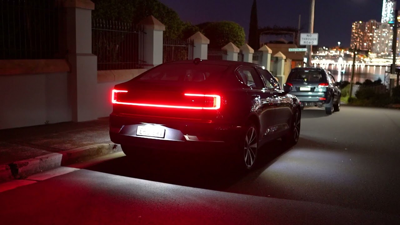 Polestar 2 EV night time LED light sequences