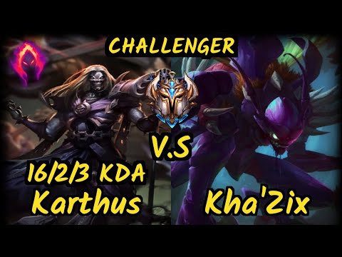 Minerva (KARTHUS) vs KHA'ZIX - 16/2/3 KDA JUNGLE CHALLENGER GAMEPLAY - BR